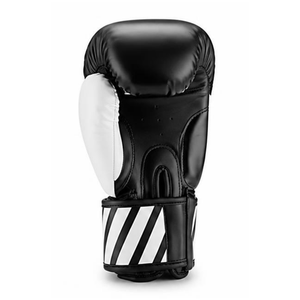 Gants de boxe robustes en cuir PU et latex 12oz pour hommes, avec poignets rayés noir et blanc, pour le sparring - Product Image 6