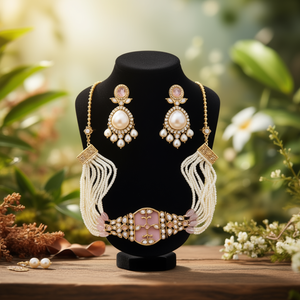 Ensemble de boucles d'oreilles en zircon et perle plaqué or 24 carats - Bijoux tendance de luxe pour filles - Product Image 3