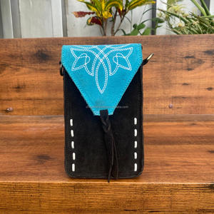 New Fashion Brand Wholesale Suede Leather Small Mobile Phone Bags for Women Western Genuine Leather Crossbody Cellphone Bags - Product Image 4