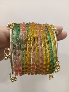 Premium Quality Multi <b>Colour</b> Glass Bangles One <b>Set</b> Contains 12 Glass bangles & 2 Kashmiri Bangles Ideal For Festive Occasions - Product Image 2