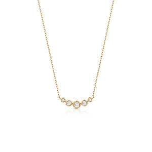 Collier en or 14 carats certifié IGI avec diamants de laboratoire gradués, coupe ronde, cinq pierres, collier en arc incurvé, cadeau d'anniversaire - Product Image 1