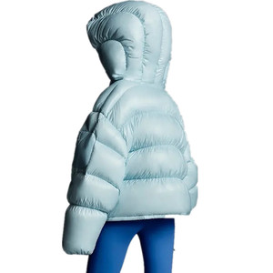 Women's High Quality Winter <b>Stand</b> Collar Puffer Jacket Breathable Nylon Heated Cotton Coat Lining Custom Logo Print Solid Silk - Product Image 3