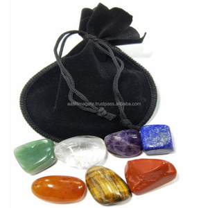 7 Chakra Tumbled Stone Set avec pochette Figurine Kit de pierres précieuses pour Reiki Méditation Grilles de cristal Produit métaphysique - Product Image 2