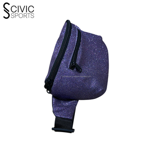 civic Sports Custom Logo <b>Large</b> Glitter Corduroy Fanny Pack Puffer Waist Bag Adjustable Straps Zipper Closure <b>Pillow</b> Shape - Product Image 4