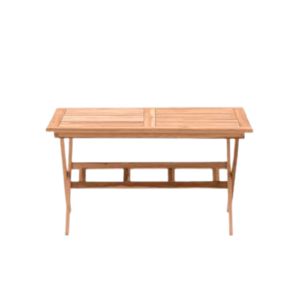Solid Teak <b>Wood</b> Rectangle <b>Foldable</b> Portable Dining <b>Table</b> X-Legs Modern Minimalist Design Durable Waterproof Eco-Friendly Stable - Product Image 2