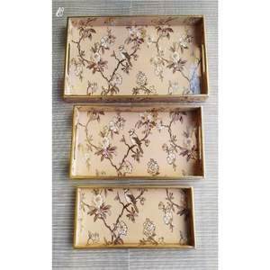 Plateau en métal émaillé multi-usages, motif feuille verte écologique, plateau de service pour la cuisine, la salle de bain, la vanité et la décoration de la pièce - Product Image 4