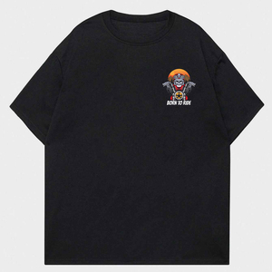 เสื้อยืดแขนสั้นพิมพ์ลาย DTF สำหรับผู้ชาย ลายหัวกะโหลกสไตล์มอเตอร์ไซค์ ทรงโอเวอร์ไซส์ คอกลม ผ้าเจอร์ซีย์คอตตอน 100% แห้งเร็ว - Product Image 1