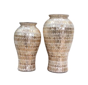 แจกันเซรามิกทำมือตกแต่งด้วยมุกฝังลายสไตล์ชายทะเลสำหรับตกแต่งบ้าน - Product Image 2