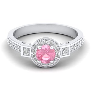 Bague en or rose 14 carats avec pierre précieuse Morganite rose taille ronde 0,5 carat REYES – Vente chaude – Bijoux fins en Moissanite pour mariage – Vente en gros - Product Image 5