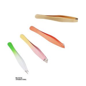 Mini ensemble personnalisé de 4 pièces Mini pince à sourcils colorée Outil d'épilation de cheveux de beauté Pointes inclinées pour les poils incarnés - Product Image 1