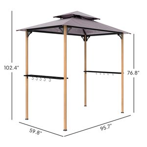 Abri de barbecue à double niveau 8FT X 5FT avec 2 étagères latérales et 10 crochets, auvent et pergola pour patio et jardin - Product Image 3