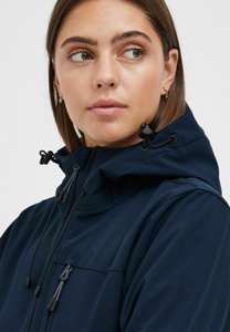 Custom Waterproof Softshell Jacket Women Windproof Outdoor Hooded Sportswear Navy Blue Breathable Full Zip <b>Coat</b> <b>Top</b> - Product Image 4