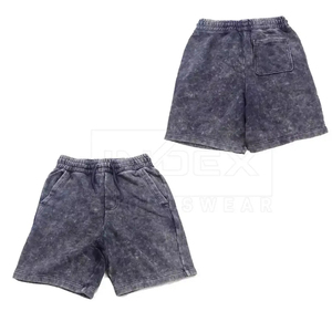 Shorts Bermuda en coton lavé pour homme INDEX, taille élastique avec cordon de serrage, couleur unie, décontracté, pour l'été - Product Image 2