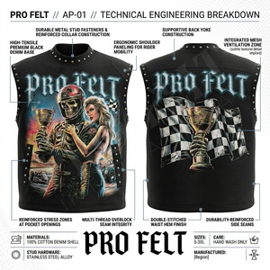 Débardeur en coton durable style streetwear décontracté, gilet punk biker clouté, graphique tendance, haute qualité, personnalisé - Product Image 3