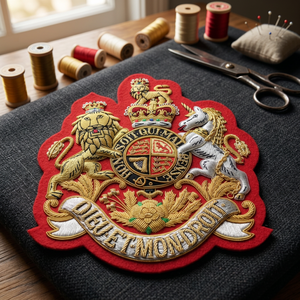 Custom Embroidered Royal Badge Patch <b>Sew</b>-On Fabric Badge For Garment Classical Style - Product Image 3