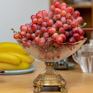 Cuenco Decorativo de Vidrio con Base de Metal Dorado para Exhibición en Mesa del Hogar, Uso Diario, Decoración para Fiestas y Eventos, de la India - Product Image 2