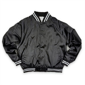 Men's Varsity Jacket <b>Red</b> Satin Customized Stand Collar Casual Style Plain Dyed Technics for Winter Use New Arrival - Product Image 3