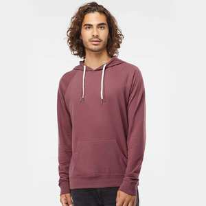 Sweat à capuche bordeaux pour homme, coupe oversize, 100 % coton molletonné, uni, avec poche kangourou, décontracté - Product Image 1