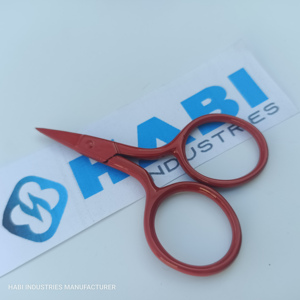 Needle Pointed Red Color Coated Handle Classic Embroidery Scissors With sharp and Straight Blades 2.75" Small Fancy Scissors - Product Image 5