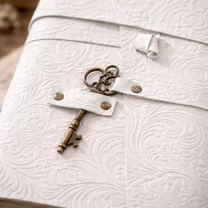 Genuine <b>Leather</b> White Floral Hardcover Vintage Handmade Gift Journal Notebook Sewing Bound <b>Diary</b> Deckle Edge Unlined sketchbooks - Product Image 1