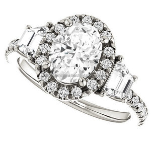 Nouveau Design Art Déco 1.5 Ct Coupe Ovale Moissanite Diamant Bague De Mariage Vintage Starburst Halo Bague De Fiançailles Pour Les Femmes - Product Image 4