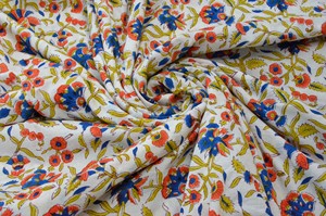 Indian style 100% Soft and pure Cotton Floral Print Fabric for Clothing-Dresses <b>Curtains</b> Sleepwear covers bedsheets many more. - Product Image 2