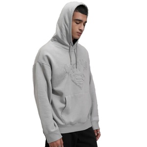 Sudadera con Capucha para Hombre de Primera Calidad, Color Gris, con Logotipo de Superman en Relieve, Corte Regular, Felpa de Algodón, Estilo Casual para Otoño - Product Image 3