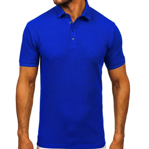 Polo à manches courtes pour homme en coton tricoté vert olive, couleur unie, design respirant, décontracté - Product Image 3