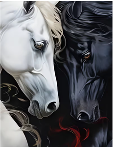 T-shirt à manches courtes pour homme, imprimé chevaux blancs et noirs, col rond, coupe classique, décontracté, respirant, en polyester tissé, haute qualité - Product Image 6
