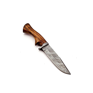 Couteau Bowie en acier Damas à lame fixe avec manche en bois de rose et os, livraison rapide, pour la survie en plein air et la chasse - Product Image 3