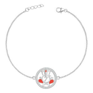 Chaîne Rakhi en argent sterling plaqué rhodium avec zircone cubique, motif Ganesh Ji Blessings, minimaliste unisexe, pour homme et frère - Product Image 2