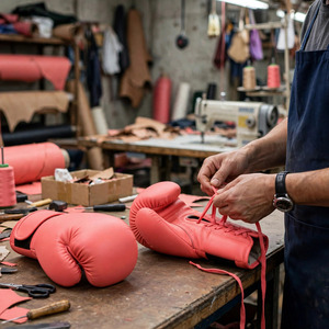 Driftwear Impex Custom OEM/ODM Coral Pink Lace Boxing Gloves 10oz 12oz 14oz 16oz Custom Logo <b>Synthetic</b> <b>Leather</b> Training Gloves - Product Image 3