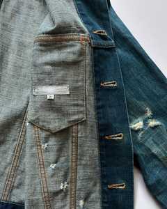 Veste en jean délavé pour homme avec détails effilochés, col rabattu, style décontracté, coupe courte, coupe classique, vêtement d'extérieur pour l'automne - Product Image 6