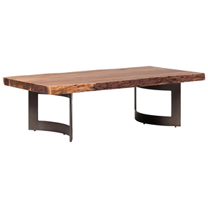 Mesa de Centro de Madera de Acacia con Borde Natural, Diseño Moderno Premium Hecho a Mano, con Patas Metálicas Plegables, de Lujo para Sala de Estar - Product Image 1