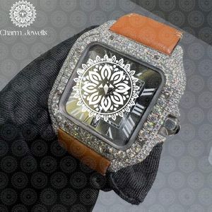 Reloj de Cristal de Lujo para Mujer Charm Jewels, Esfera Cuadrada, Movimiento de Cuarzo Analógico, Correa de Cuero, 38 mm, Joyería de Moda - Product Image 3