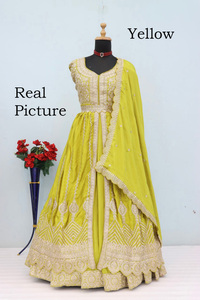 Moda india de moda para mujer seda larga Banglory con bordado Anarkali Kurti Dupatta vestido con traje de fiesta de boda - Product Image 2