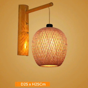 Luminaire suspendu rond en rotin artisanal de luxe, écologique, diamètre 300 mm, épaisseur 10 mm - Product Image 2