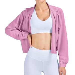 Women's Slim Fit Gym Fitness Workout Cropped <b>Tops</b> Long Sleeve Yoga Coat <b>Zipper</b> Design Sports Wear Running Yoga Jacket for Women - Product Image 5