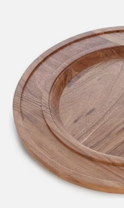 Plato Redondo de Madera para Servir, Hecho a Mano, Pulido, Diseño Minimalista, Plato Base de Madera Sólida para Vajilla de Fiesta - Product Image 6