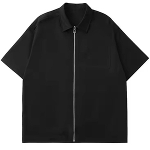 Camiseta de Manga Corta con Cierre para Hombre, Estilo Veraniego, Tejida, Formal, Holgada, 100% Algodón, Ecológica, Transpirable, para Ejercicio - Product Image 3