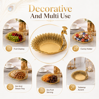 Plateau de service décoratif en métal en forme de paon pour fruits, bonbons et noix, idéal pour la décoration intérieure, les cadeaux de mariage, les détaillants et les fabricants OEM.