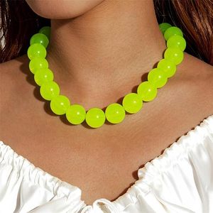 Necklace for Women Blue Green Pink <b>Red</b> <b>Beads</b> Choker Necklaces Acrylic <b>Bead</b> Statement Necklace Trendy Handmade Jewelry - Product Image 2
