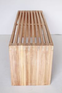 Banc 2 places en teck massif, design moderne, finition soignée, pour extérieur, pas d'assemblage requis - Product Image 4