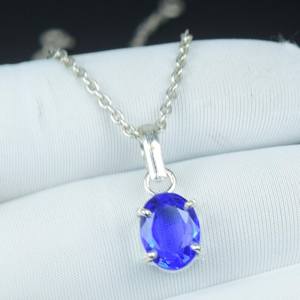 จี้เงินแท้ 925 ประดับแทนซาไนต์ สร้อยคอพลอยประจำเดือนธันวาคม ของขวัญคริสต์มาส เครื่องประดับ - Product Image 1