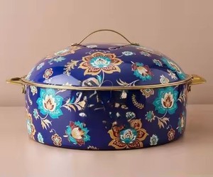 Olla de Acero Inoxidable Aislada con Esmalte Floral Estilo Árabe, Azul, Utensilios de Cocina de Lujo para Uso Doméstico y en Restaurantes - Product Image 3