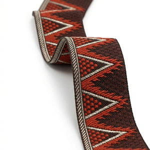 Neelkamal Industries 38mm Jacquard <b>Webbing</b> Geometric Ribbon Trim for Bows Bag Straps Garment & Upholstery - Product Image 1