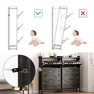 Large Capacity <b>Grey</b> Shoe <b>Cabinet</b> for Home Entry and Entrance Balcony Storage Shoe Rack - Product Image 5