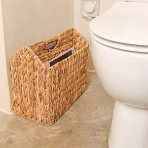 Cesta de Almacenamiento Tejida a Mano Ecológica para Cocina, Papel Higiénico, Revistas, Libros, Jacinto de Agua Natural, para Sala de Estar y Baño - Product Image 2