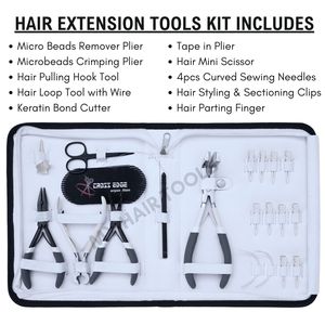 Multi Function Hair Extension Tools Kit with Micro Bead Pliers <b>Tape</b> In Applicator Plier Keratin Bond Cutter Hair Pulling Hook - Product Image 2