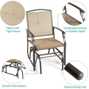 <b>Single</b> Glider Chair Rocking Seating Steel Frame Garden <b>Swing</b> for Patio - Product Image 6